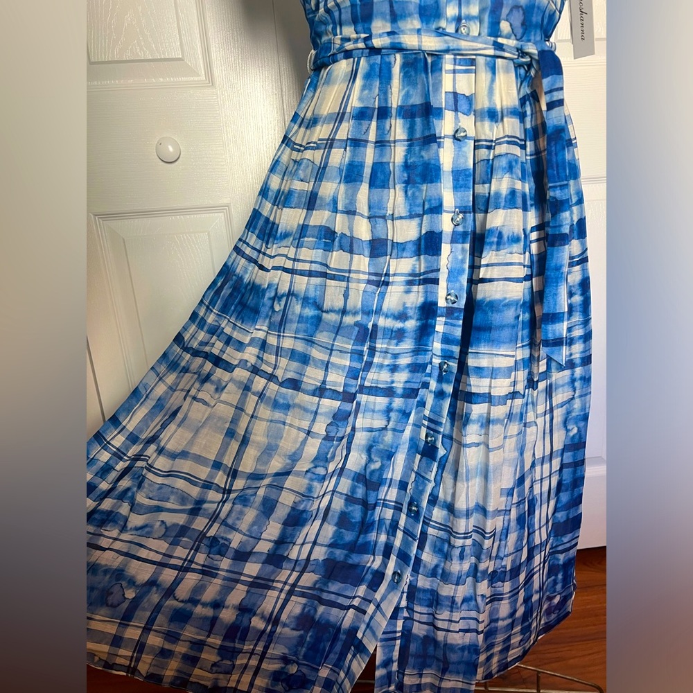 NWT Shoshanna Blue Watercolor Linen Dress - Picture 9 of 17